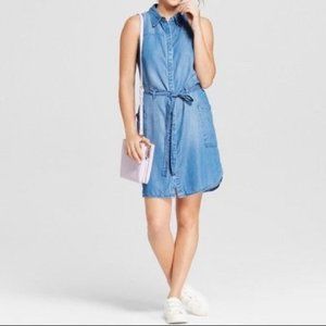 Lightweight Denim Chambray Dress with Pockets